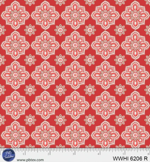 P & B Textiles - Woodland Whispers - Decorative Geo, Red