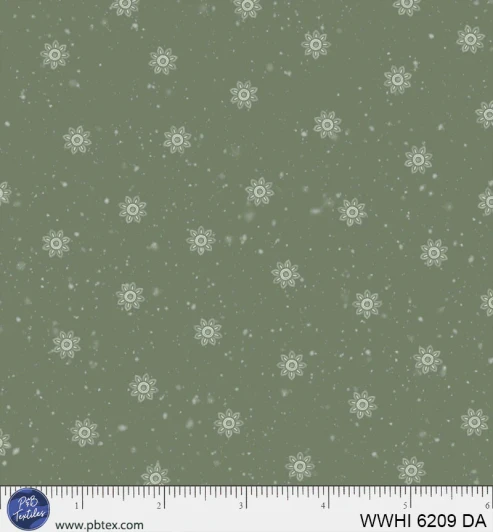 P & B Textiles - Woodland Whispers - Snowy Tonal Toss, Dark Sage