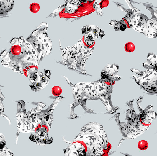 A.E. Nathan - Comfy Flannel Prints - Dalmations, Gray