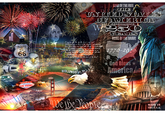 Hoffman Fabrics - Freedom Ring - 42.5” x 29” Americana Collage Panel, Americana
