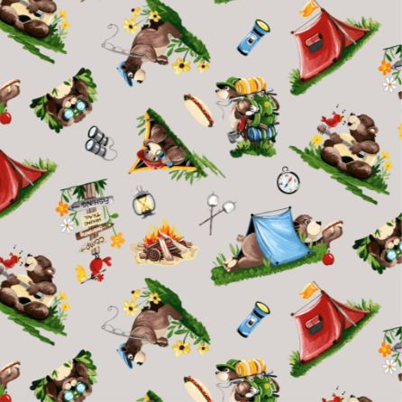 SusyBee - Baron Goes Camping - Campground, Light Grey