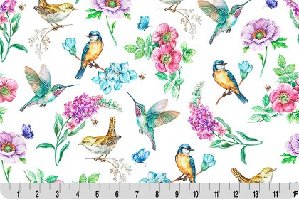 Shannon Fabrics - Cuddle Prints - Birds in Bloom, Multi