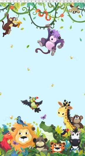SusyBee - Jungle Friends - Double Border, Light Blue