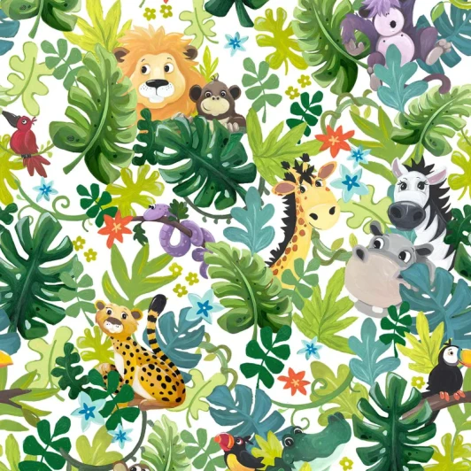 SusyBee - Jungle Friends - Packed Animals, White