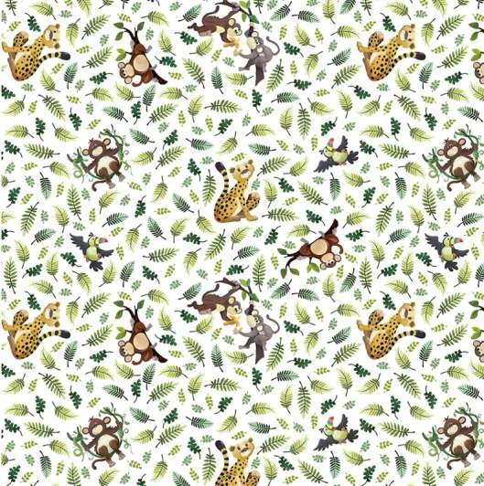 SusyBee - Jungle Friends - Tossed Animals, White
