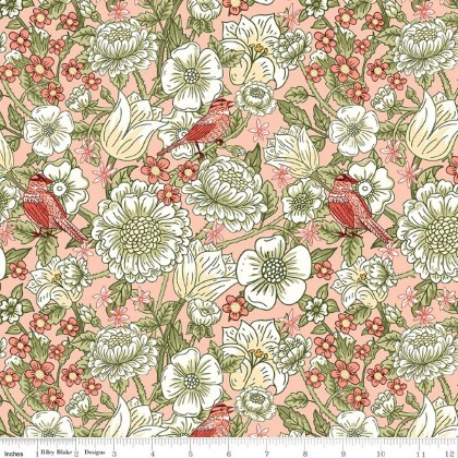 Riley Blake - Tangled Garden - Large Florals, Blush