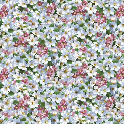 Elizabeth Studio - Chickadee Morning - Small Blossoms, Sky Blue