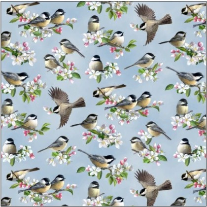Elizabeth Studio - Chickadee Morning - Chickadees, Sky Blue