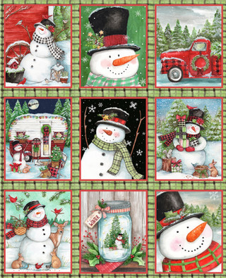 3 Wishes - Frosty Hollow - 36" Snowmen Panel, Multi
