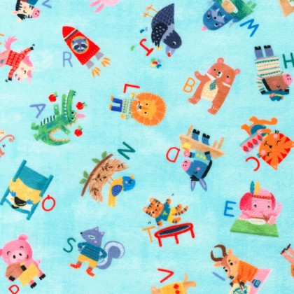 Robert Kaufman - Doux Luxe/Minky - Animals, Sky