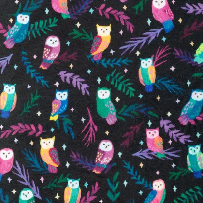Robert Kaufman - Doux Luxe/Minky - Owls, Nightfall