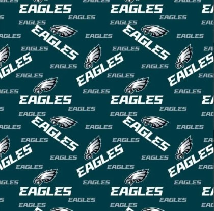 Fabric Traditions - NFL - 44" Philadelphia Eagles- Scattered Logos, Green