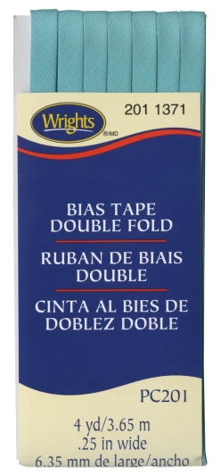 Wrights - Bias Tape Double Fold - 1/4" x 4 yd, Aquamarine