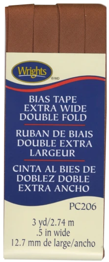 Wrights - Bias Tape X-Wide Double Fold - 1/2" x 3 yd, Spice