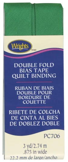 Wrights - Quilt Binding Double Fold - 7/8" x 3 Yds; Emerald