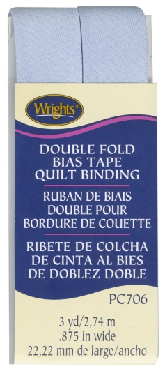 Wrights - Quilt Binding Double Fold - 7/8" x 3 Yds; Light Blue