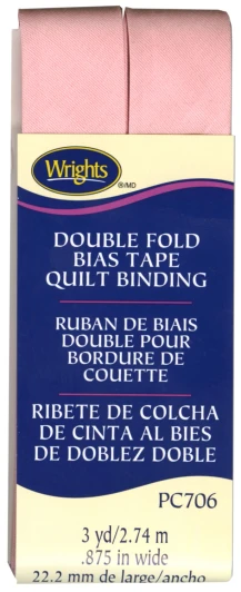 Wrights - Quilt Binding Double Fold - 7/8" x 3 Yds; Light Pink