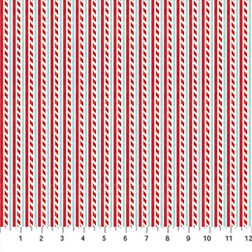 Northcott - Holly Jolly - Candy Cane, White