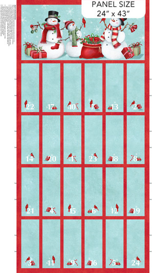Northcott - Holly Jolly - 24" Advent Panel, Turquoise