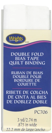 Wrights - Quilt Binding Double Fold - 7/8" x 3 Yds; White