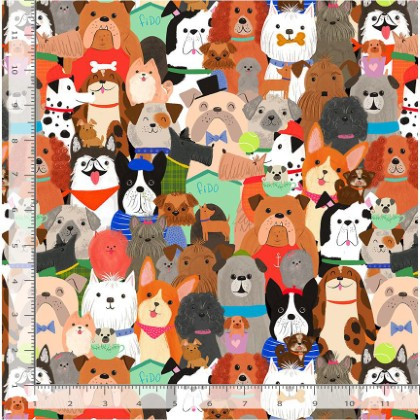 Timeless Treasures - Dogs - Packed Dogs, Multi