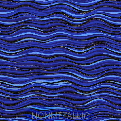 Clothworks - 108" Laurel Burch Digital - Wave, Royal Blue