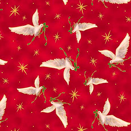 Quilting Treasures - A Star Above - Doves, Red