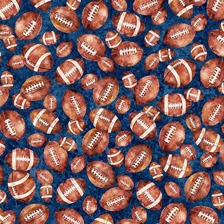 Quilting Treasures - Gridiron Gang - Footballs, Navy