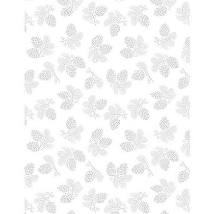 Wilmington Prints - Stocking Stuffers 2 - Tossed Pinecones, White on White