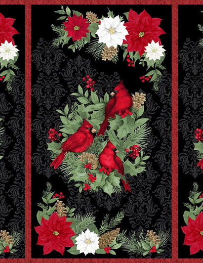 Wilmington Prints - Cardinal Charm - 24" Cardinal Panel, Black