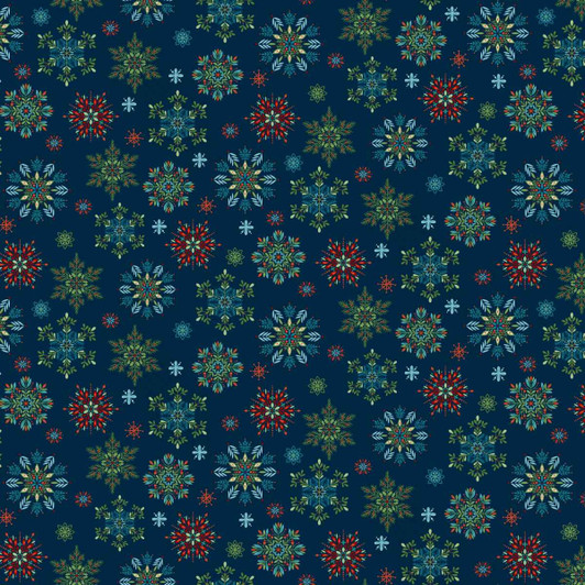 Henry Glass - Nordic Holiday - Snowflakes, Blue