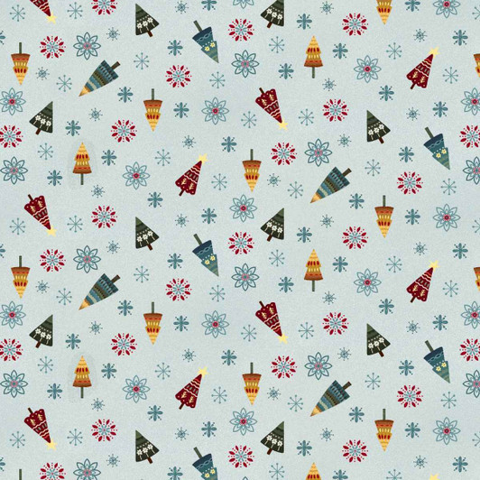 Henry Glass - Nordic Holiday - Tossed Trees, Ice Blue
