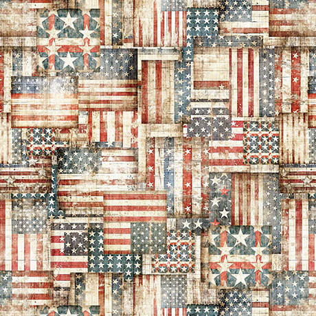 Quilting Treasures - American Country - Flag Patchwork, Cream