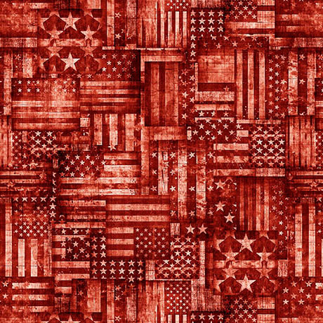 Quilting Treasures - American Country - Flag Patchwork, Red