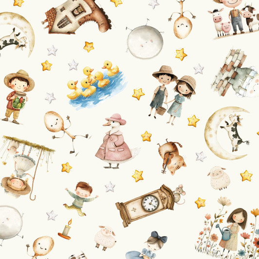 Blank Quilting - Nursery Rhyme Time - Nursery Rhyme Characters, Ivory