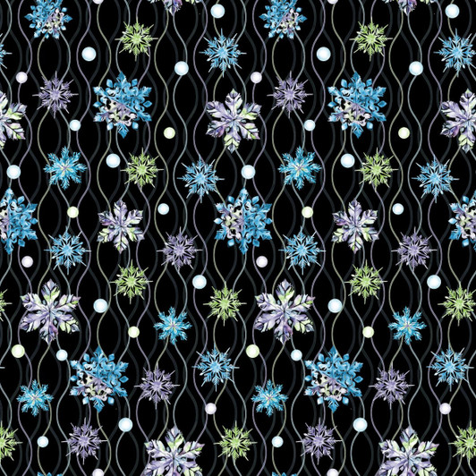 Blank Quilting - Aurora Flurries - Snowflake and Squiggles, Black