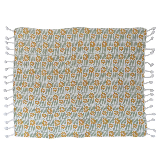 Woven Recycled Cotton Floral Throw