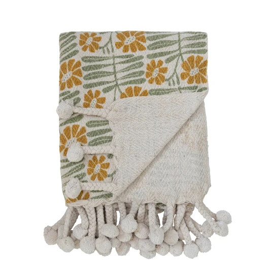 Woven Recycled Cotton Floral Throw