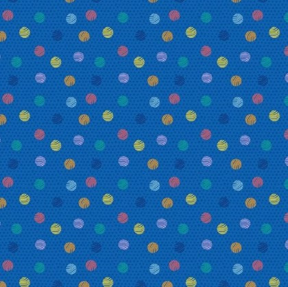 Wilmington Prints - Fe-line Frisky - Yarn Balls, Blue