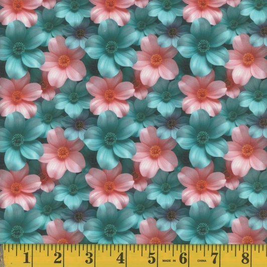 Mook Fabrics - Botanicals - Hedda, Aqua