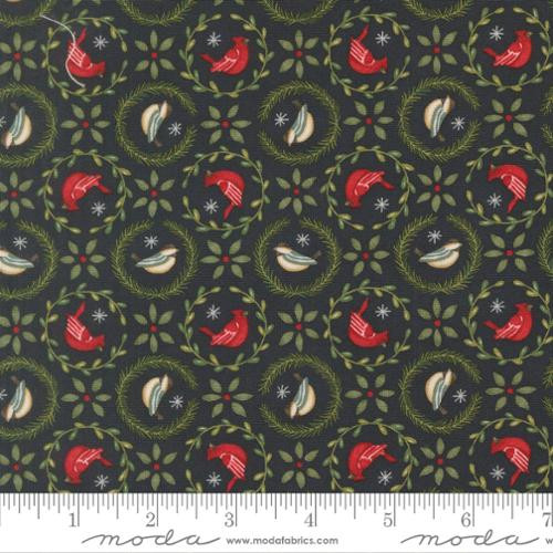 Moda - When Snow Falls - Tiny Birds In Wreaths, Night Sky