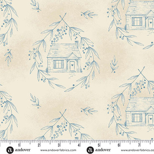 Andover Fabrics - Special Delivery - Cozy Cottage, Blue Willow