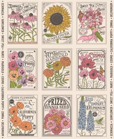 Moda - My Secret Garden - 36" Vintage Seed Packet Panel