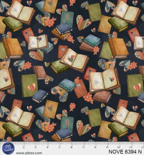 P & B Textiles - Novella - Book Lover Allover, Navy