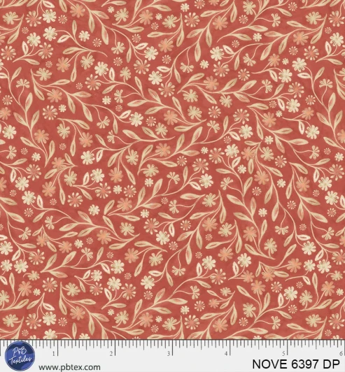 P & B Textiles - Novella - Antiqued Vine, Deep Peach