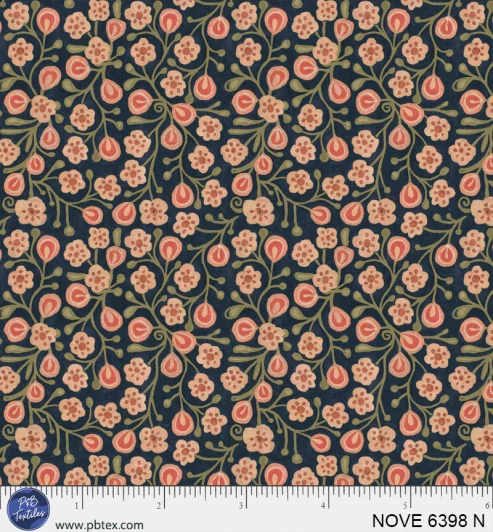 P & B Textiles - Novella - Packed Floral, Navy