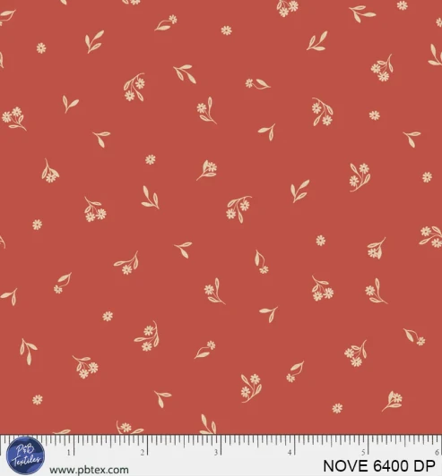 P & B Textiles - Novella - Dainty Sprig Toss, Deep Peach