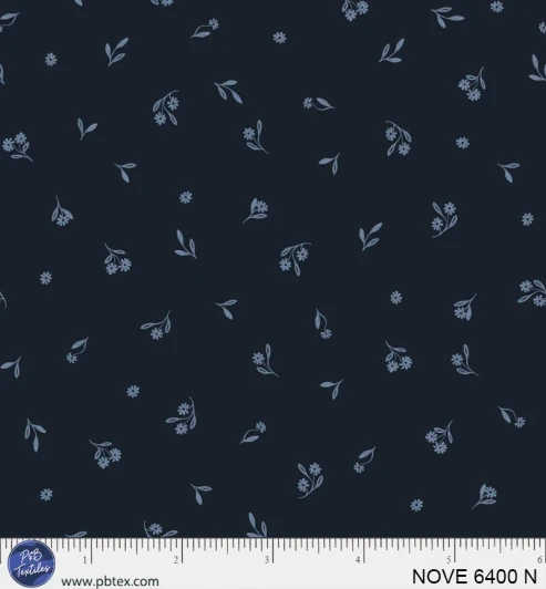 P & B Textiles - Novella - Dainty Sprig Toss, Navy