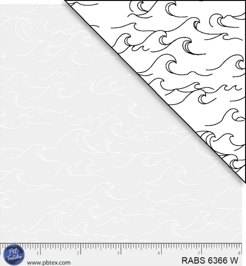 P & B Textiles - Ramblings By The Sea - Ocean Waves, White on White