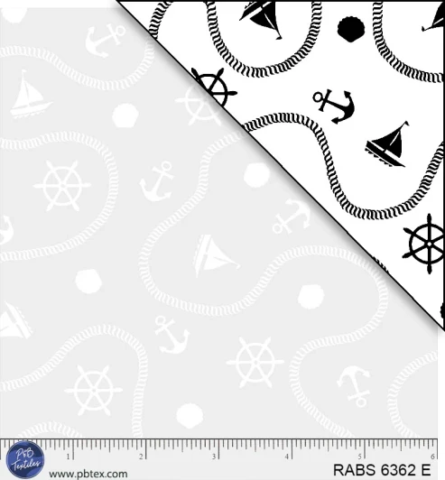 P & B Textiles - Ramblings By The Sea - Sailor's Delight, White on White